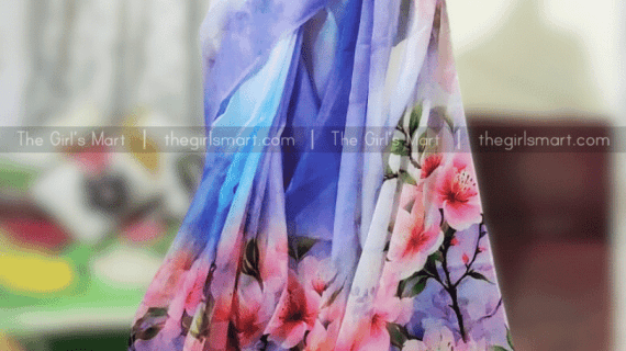 Rajshahi Muslin Silk Saree - Digital Print - With Blouse Piece - MS1