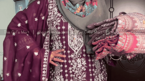 Stone Work Chiffon Georgette Three-Piece | The Girl's Mart